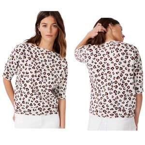 Ann Taylor Leopard Print Boatneck Sweater Tee, Size SP